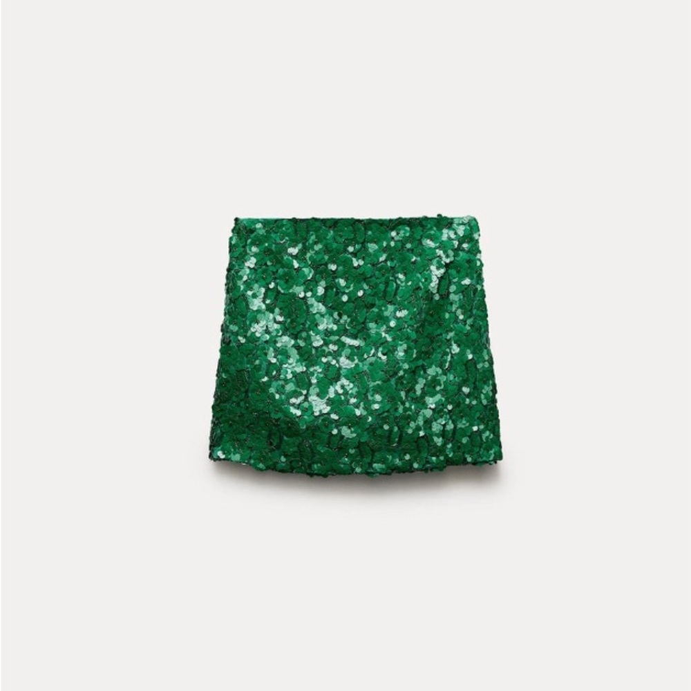 Zara Green Mini Sequin Skirt